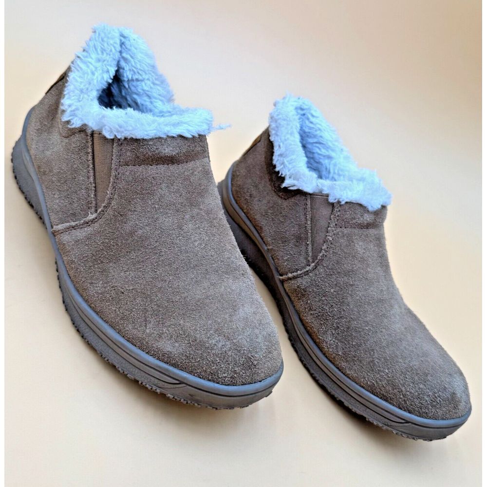Minnetonka Shoes Women 7M Leather Faux Fur Slip On Sherpa Moccasin Slipper 69043